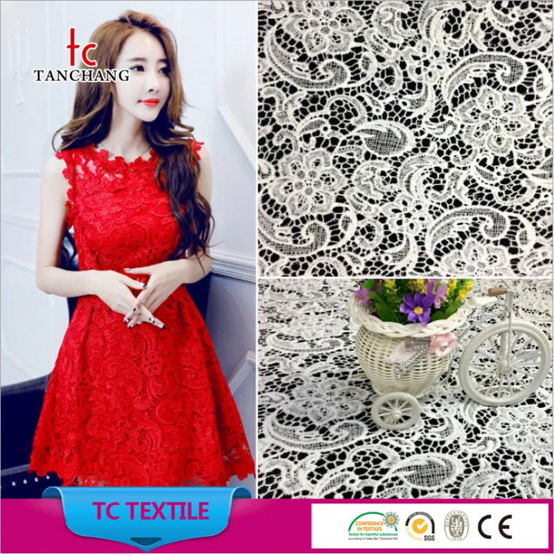 Guangzhou factory wholesale cotton guipure lace fabric for fancy lady dress SRMF02