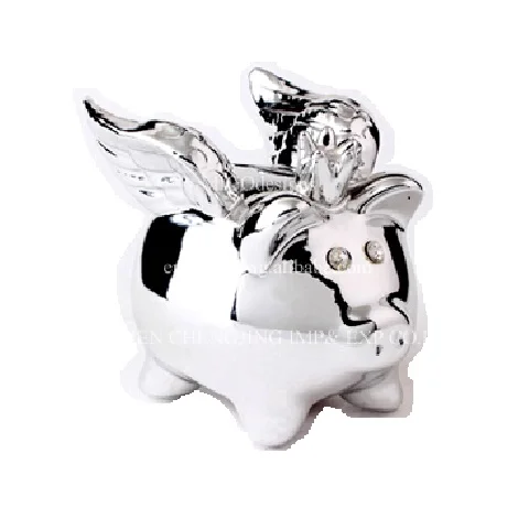 
 OEM ручной работы елизавецка керамическая золотая Летающая молочная свинья копилка с короной  