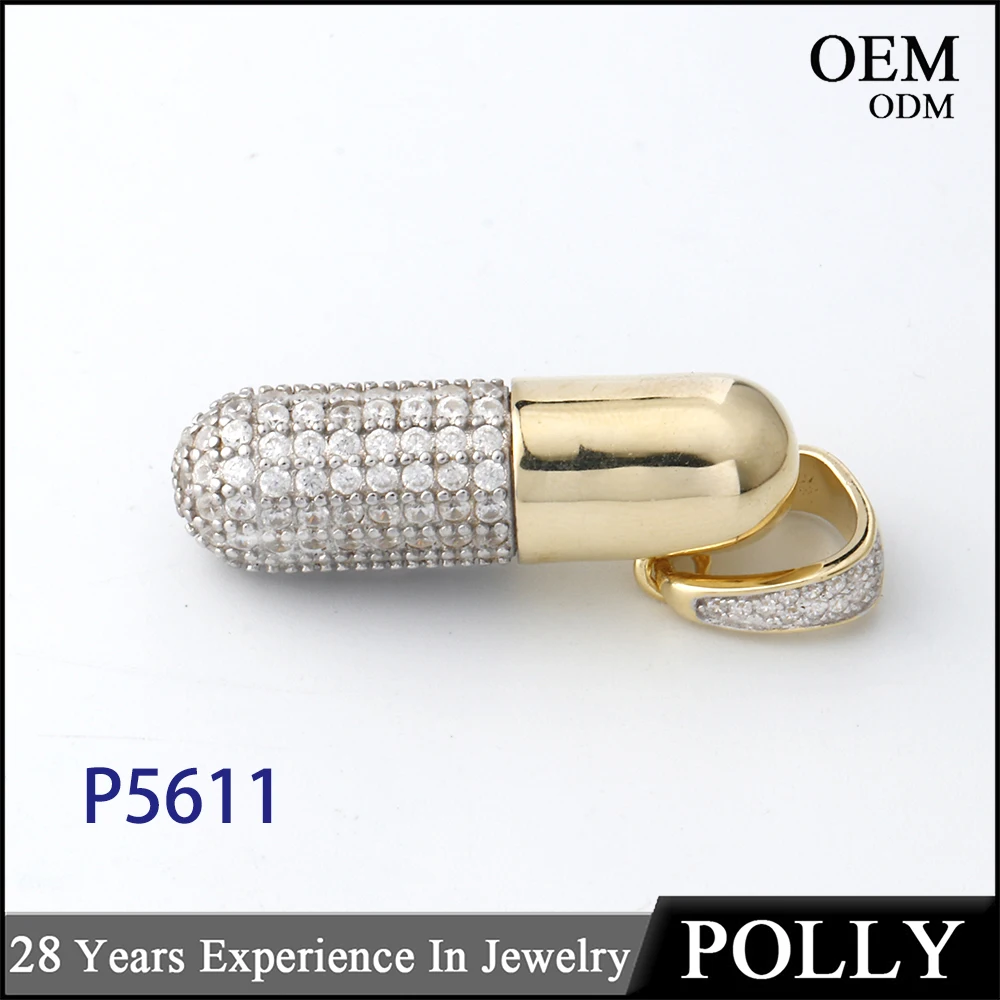 Jewelry manufacturer custom jewelry hip hop pill silver pendant for men