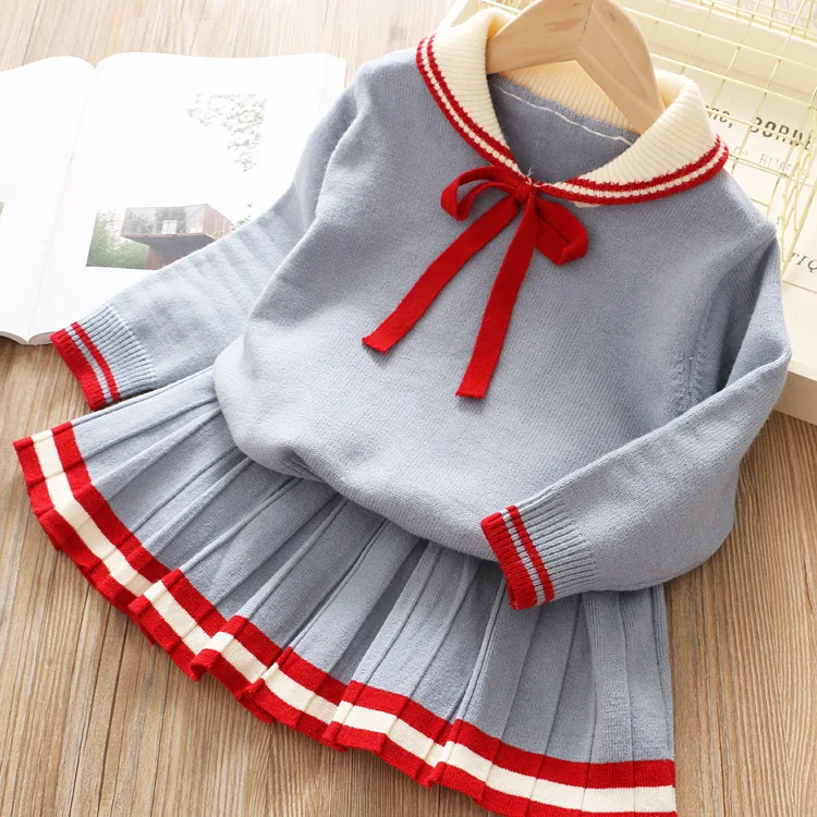 High Quality School Style Kids Sailor Suit Baby Girl Mini Skirt And Top Set For Wholesale