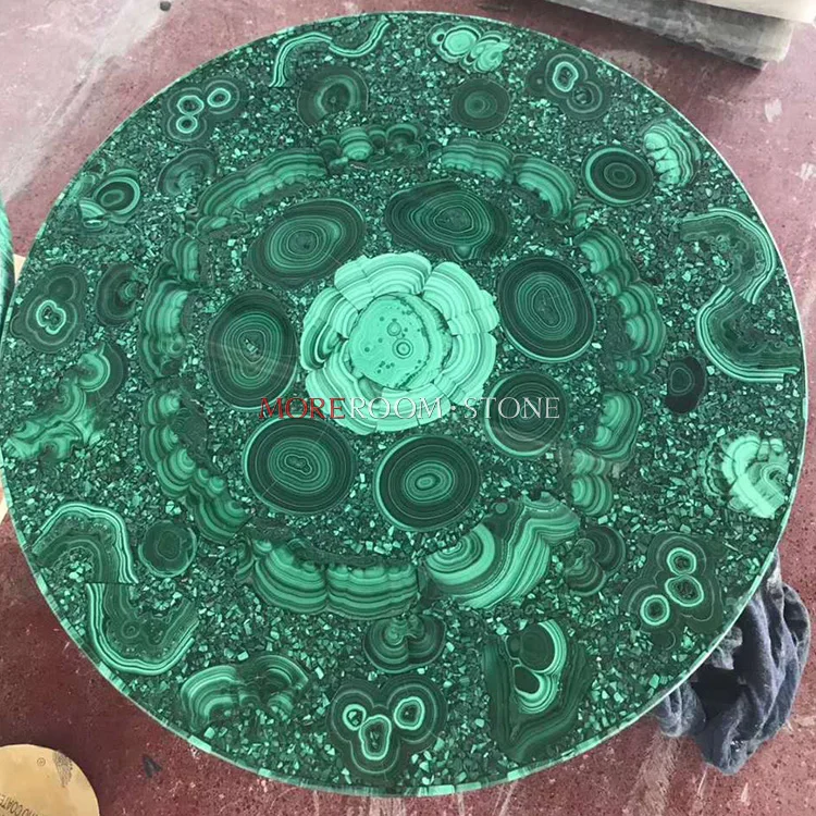 Gem Stone Furniture Round Malachite Countertop Dining Table Top