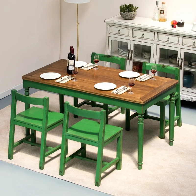 neo-Chinese furniture distressed paint dining table comfortable wooden customization dining table styled dining tables