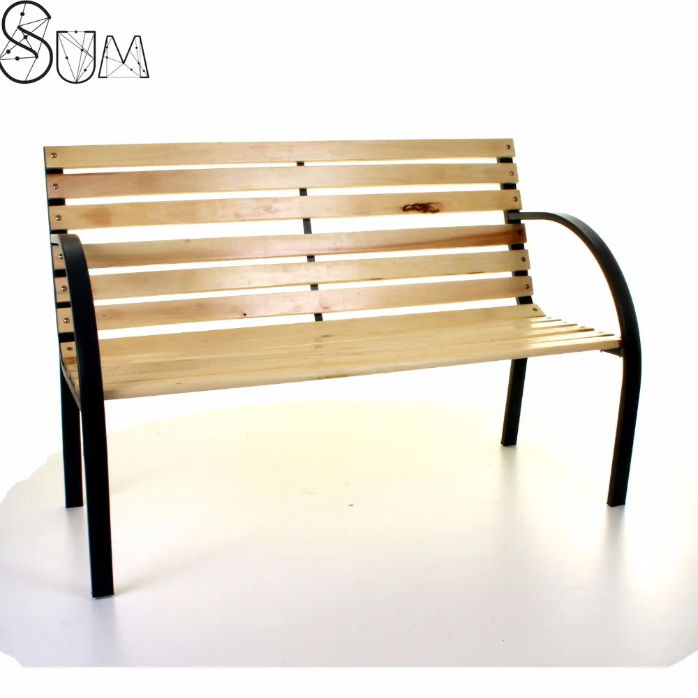 
Wooden Garden Bench Outdoor Furniture Park Patio Timber Metal Seat Lounge Chair 