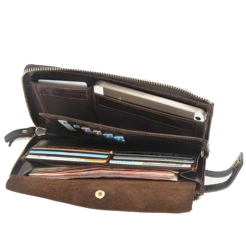 100% Cow Genuine Leather High Quality Hardware Men Casual Clutch Bag Vintage Day Clutches Hand Bag Multifunctional Bags
