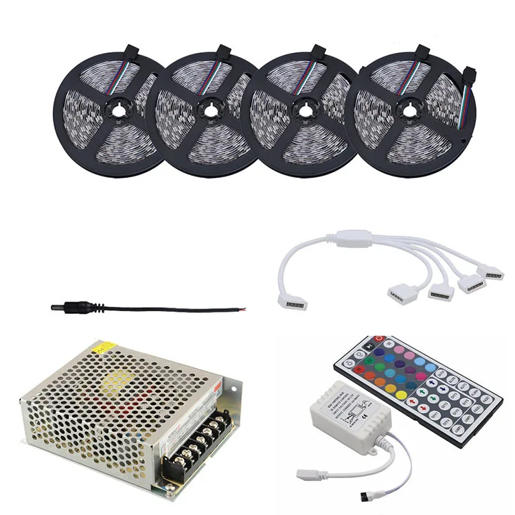 SMD 5050 Led Strip Lights 12V RGB Waterproof remote control flexible room tape Led Backlight Strips set