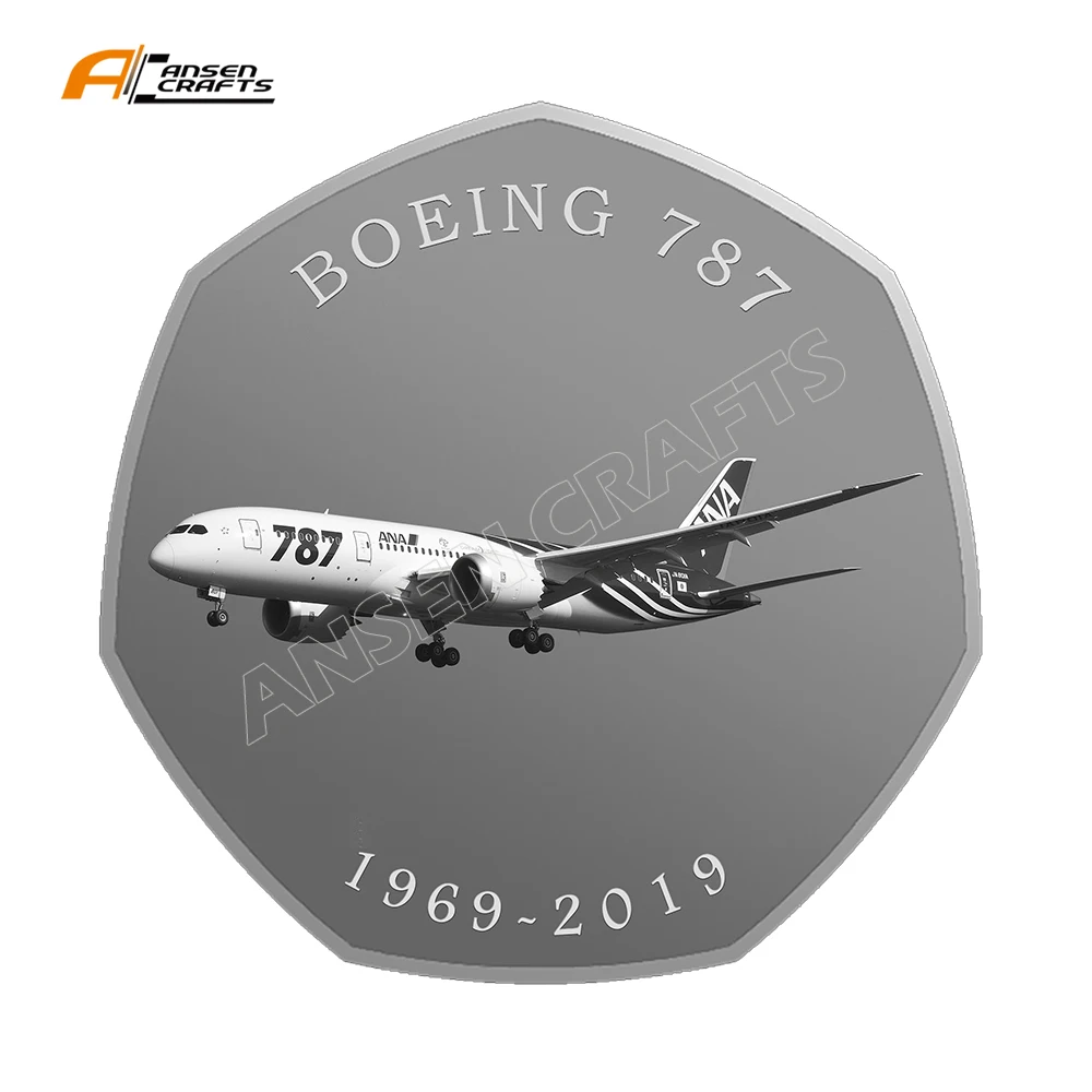 Rare Material Titanium Tantalum Niobium Coin UK Boeing Planes Commemorative 7 Sided Silver Coins with Gift Boxes