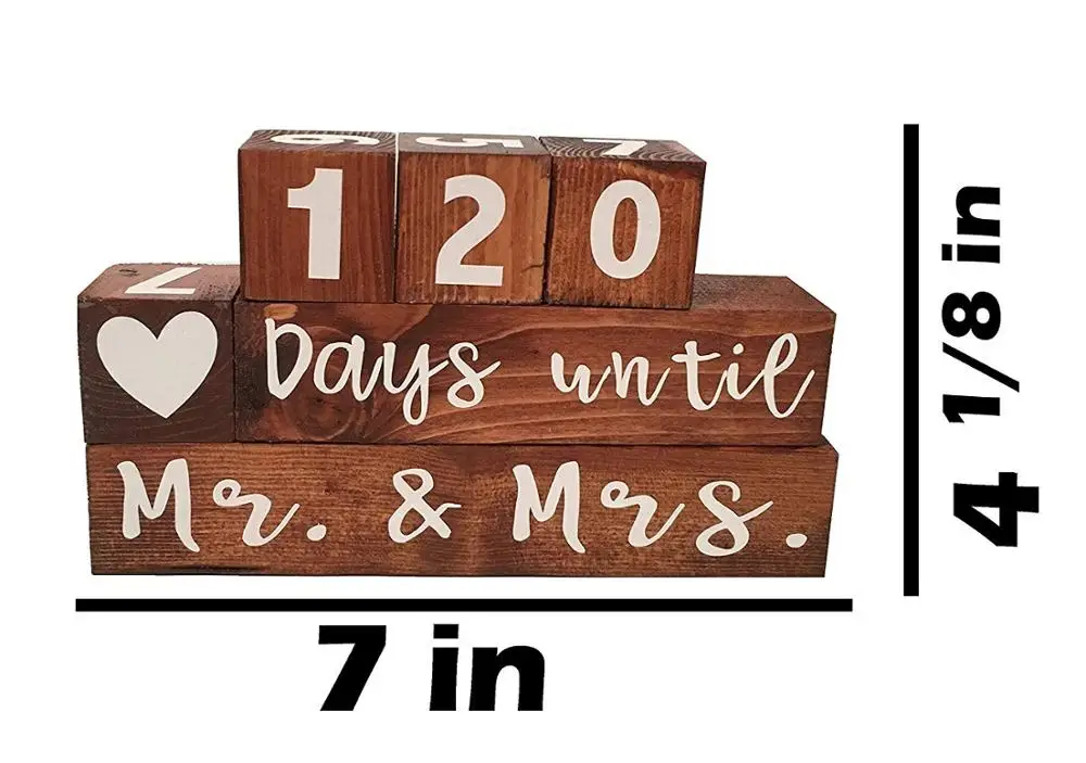 Long Lasting Engagement Mr and Mrs Wood Block Wedding Countdown Calendar