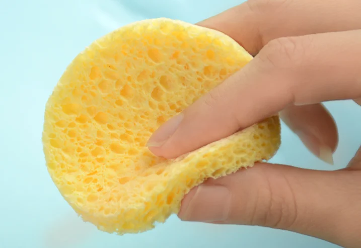 Round shaped Cosmetic compressed cellulose sponge, cleaning sponge, expanded sponge