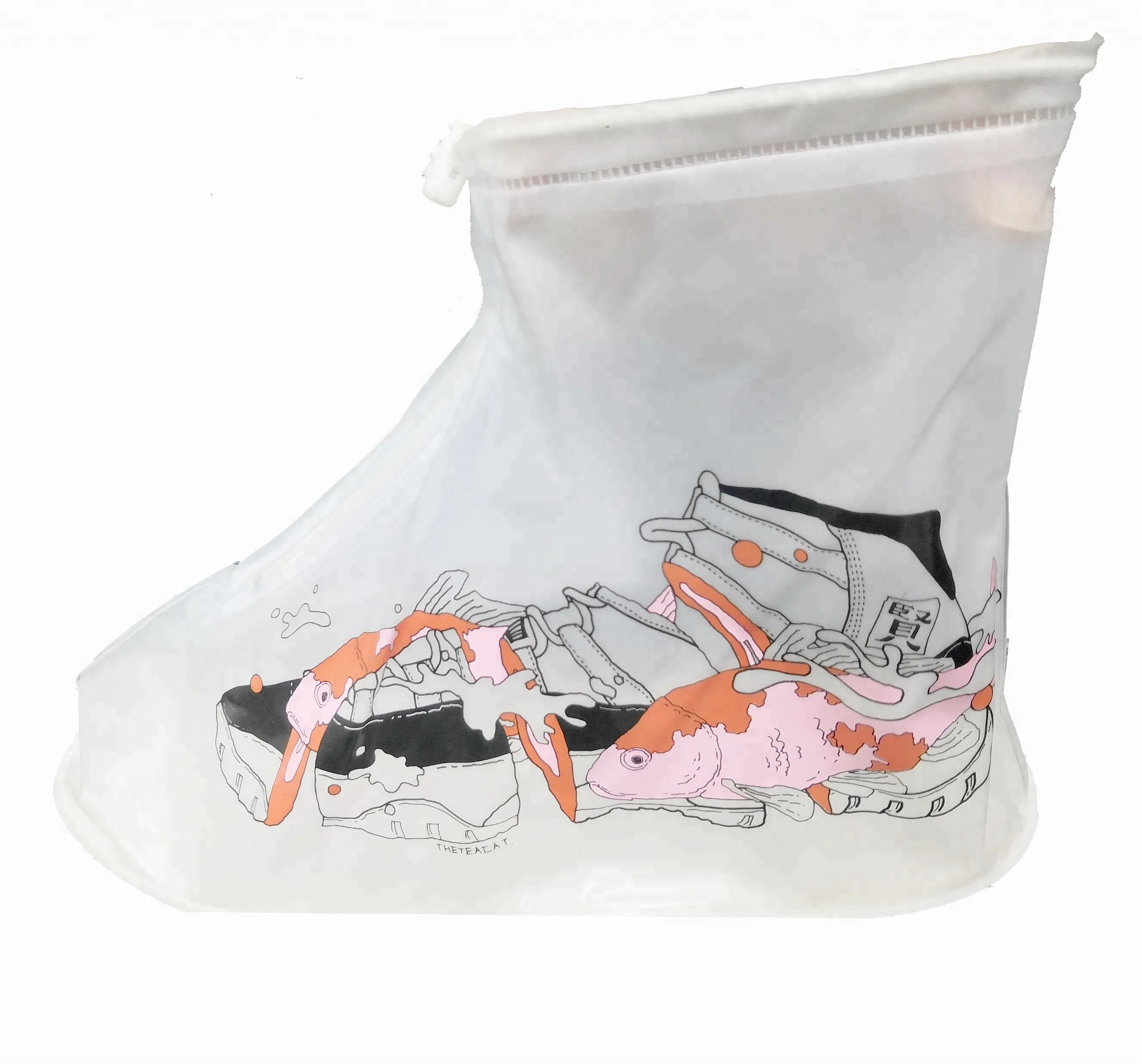
LOGO printed reusable PVC plastic material rain shoe covers 