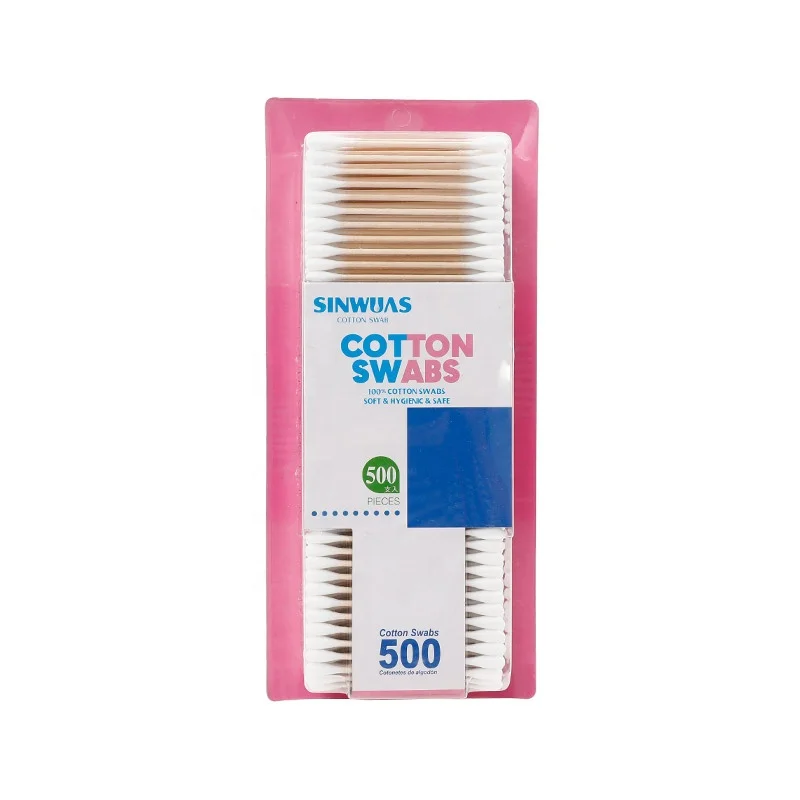 2019 Blister card packaging bamboo cotton swab, safty wood sticks soft cotton buds