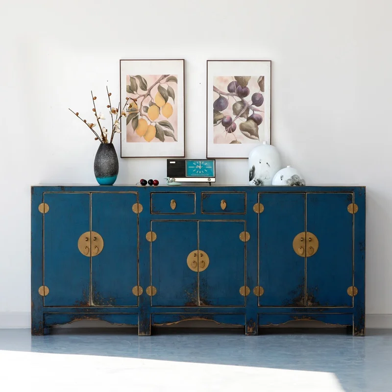 Lacquered furniture neo-Chinese recycled dining room buffet handmade vintage paint cabinet Chinese traditional wooden sideboards