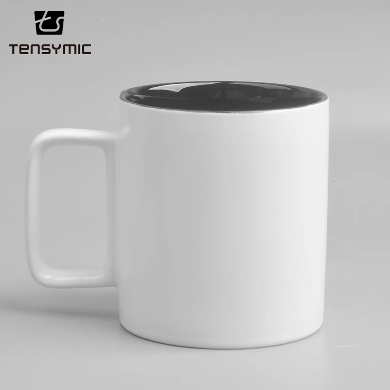 square handle royal porcelain plain ceramic coffee cup black ceramic mug