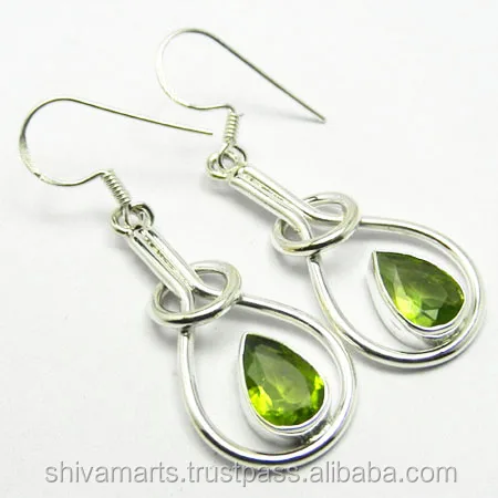 New Product 925 Sterling Silver Peridot Gemstone Earring Jewelry Beautiful Fashion Silver Jewelry