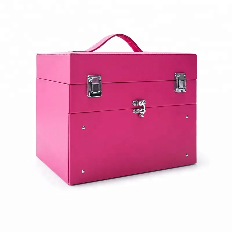 Professional Nail Case Box Leather Portable  Nail Polish Travel Case For Nail Beauty With Drawer