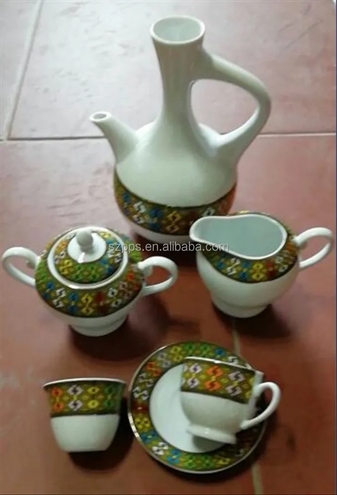 16PC Ethiopian Traditional Coffee Set Jebana pot Road Design2