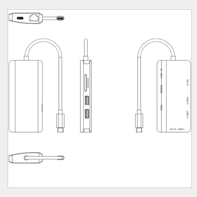 
9 in 1 Aluminum alloy usb c to ethernet metal adapter hub 