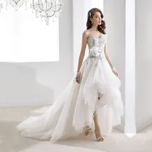 Vestidos De Novia Wedding Dress 2016 Short Front Long Back Appliques Sashes Wedding Gowns Bride Dress Casamento robe de mariage