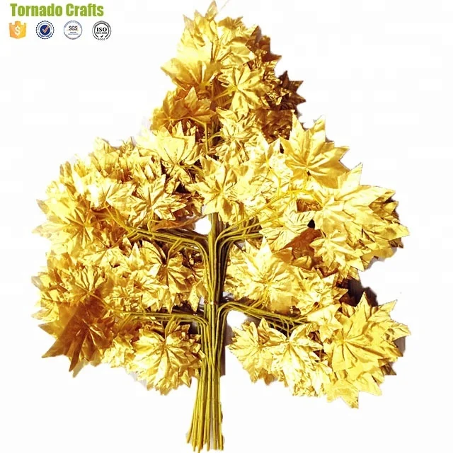Tornado crafts 12pcs 60cm Length Artificial Silk Branch Gold Maple Tree Leaves For Wedding Party Home