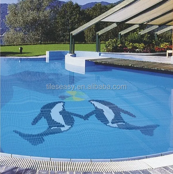 swimming pool tile dolphin