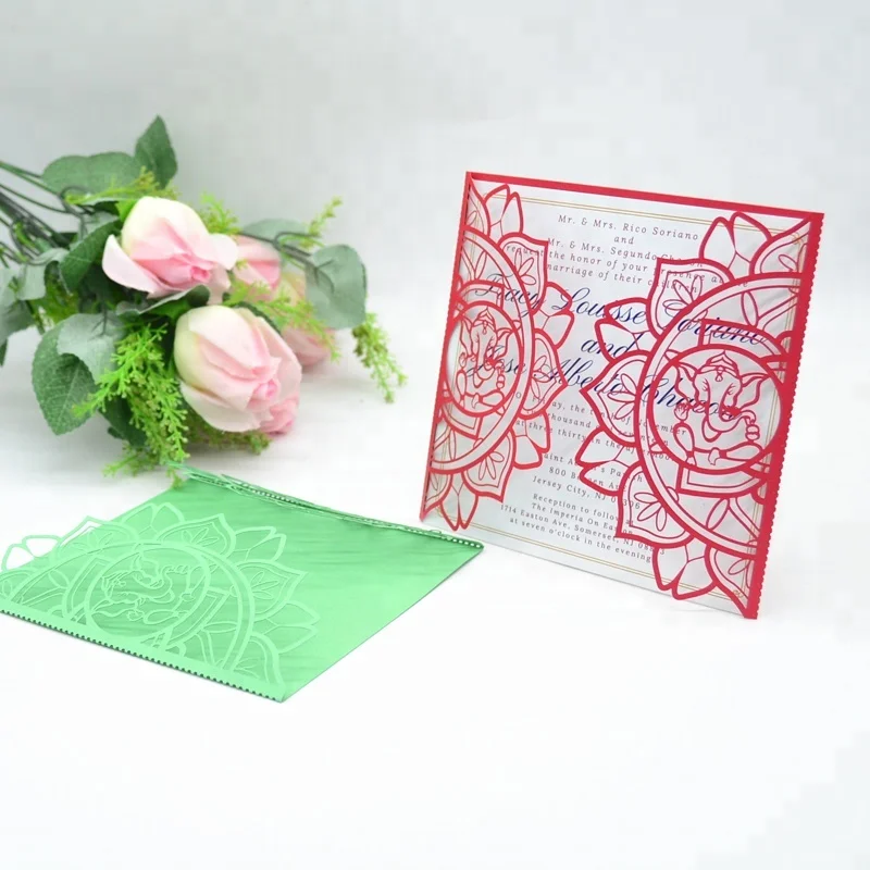 wedding invitation card laser cut white ganesh buddha card invitation wedding