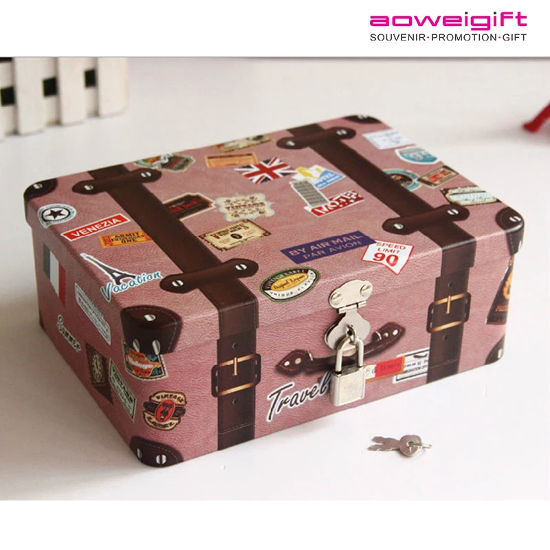 Custom Wedding Gift Rectangle Box With Lock Candy Tin Storage Treasure Chest Box