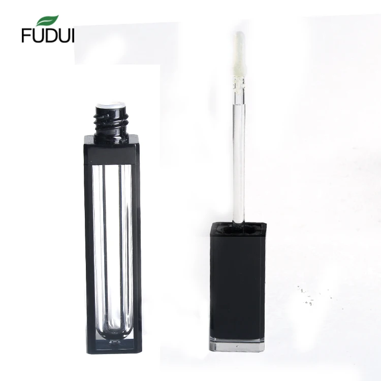 
High quality square clear empty black cap custom 7ml lip gloss tubes 