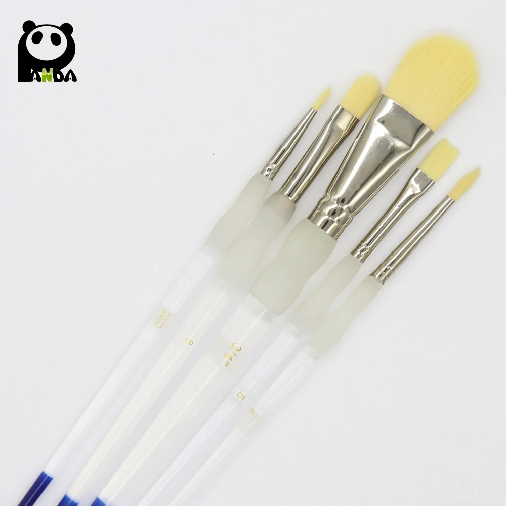 5pcs artist acrylic brushes with tranperant handle school brush from Changzhou