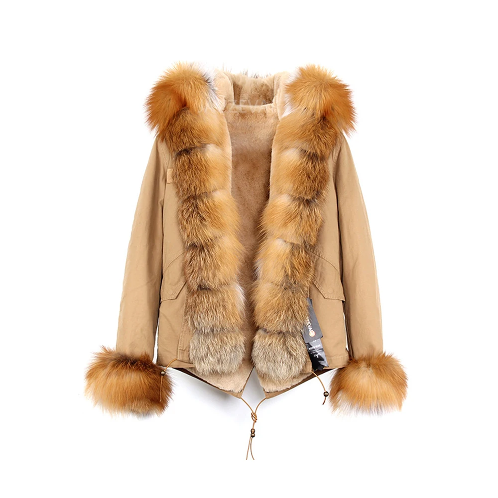 
 Женское теплое пальто с мехом енота, длинная парка с капюшоном из натурального Лисьего меха, зимний сезон 2020  