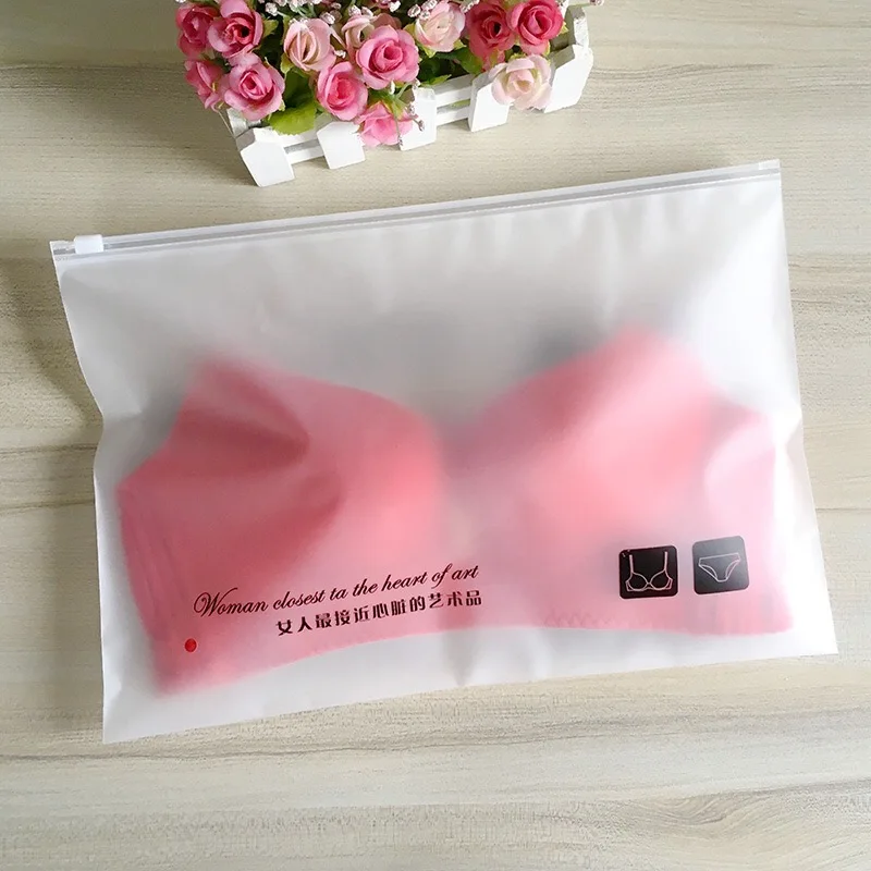 Custom LOGO Printing Pe Clear bra bikini zip lock plastic packaging bag