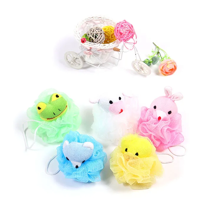 Eco-friendly Soft Mesh Baby Body Bath Sponge Animal Shower Puff Kids Cleaning Sponge