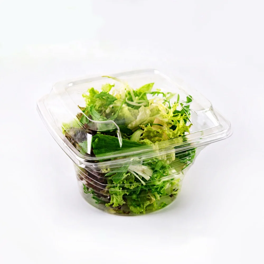 
Plastic lunch fruit biodegradable transparent RPET/PET disposable high quality salad box 
