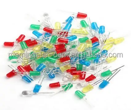Factory direct 5mm milk LED diode Light Assorted Kit DIY LEDs Set White Yellow Red Green Blue electronic diy kit
