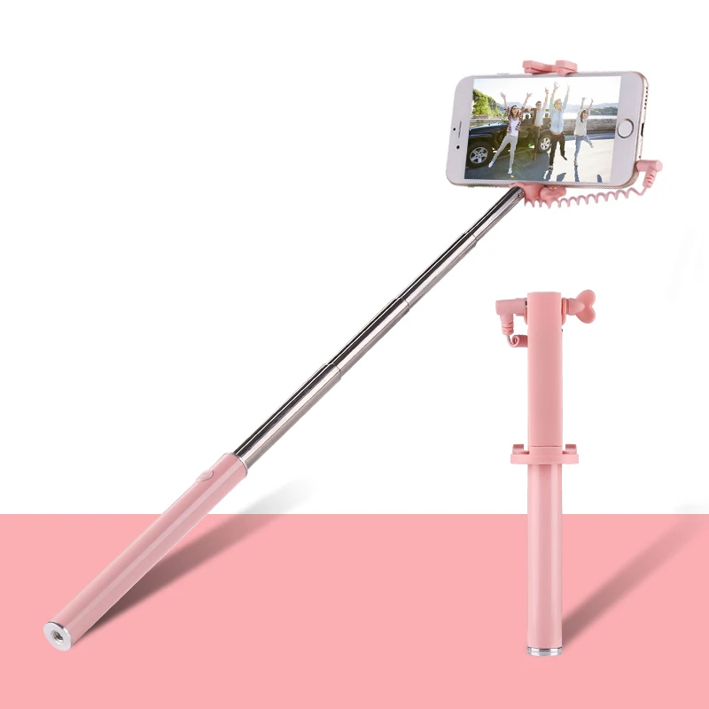 
Travel Outdoor Adjustable Flexible Metal Candy Wired Selfie Stick Monopod for Mobile Phone 