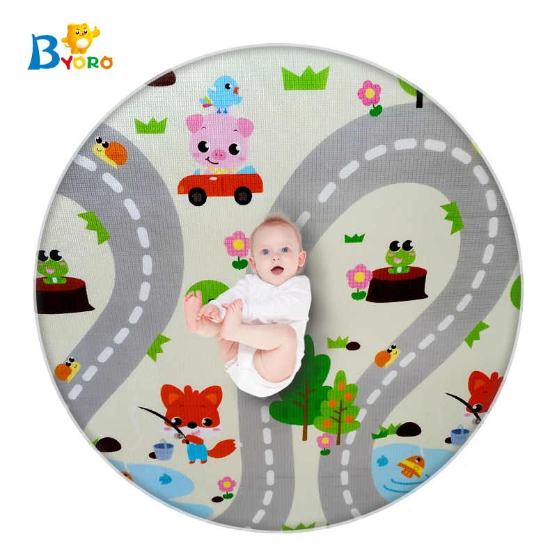 Pollution free educational kids play mat exercise baby round activity pad