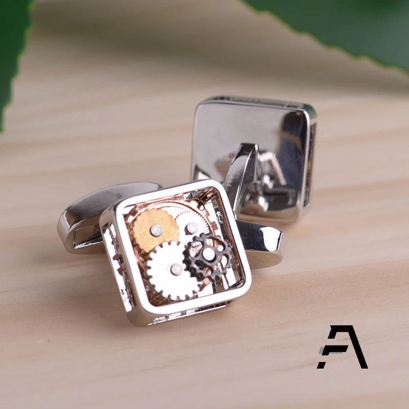 Stainless Steel Wheel Gear Metal Steampunk Cufflinks