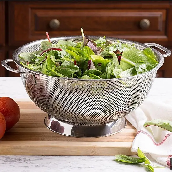 Stainless steel fruit vegetable pasta rice dishwasher colander bowl