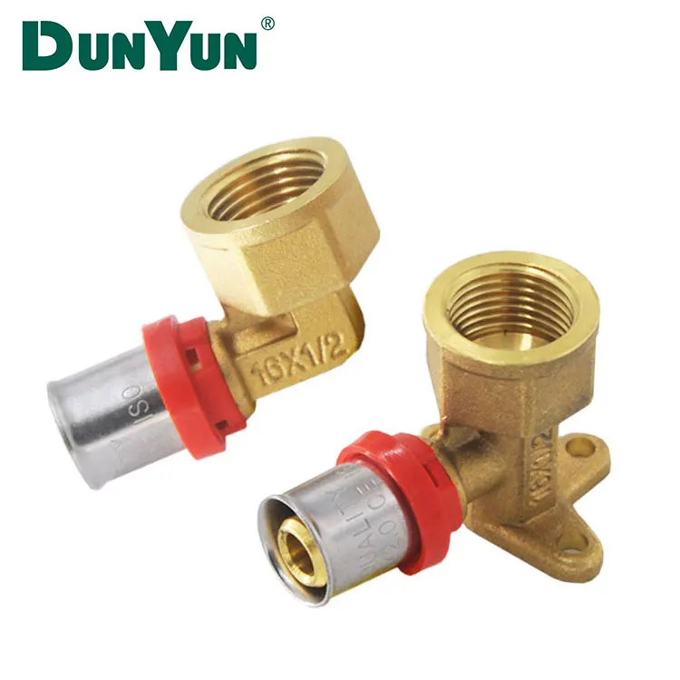 Brass Crimping Press Fitting Elbow  with SS Ferrule For Multilayer Pex Pipe