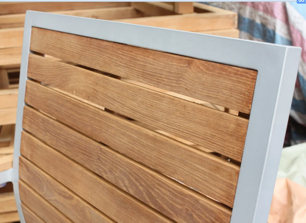 aluminum frame burma teak wood table and chair