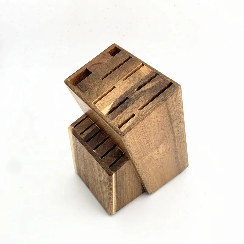 
-Acacia Wood Knife Block,15 Slot Kitchen Knife Holder 