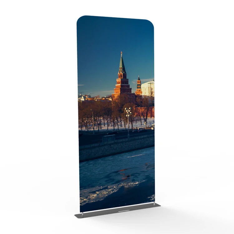 Экономический рекламный дисплей баннерный стенд с двумя маленькими стальными ножками и сменной графикой