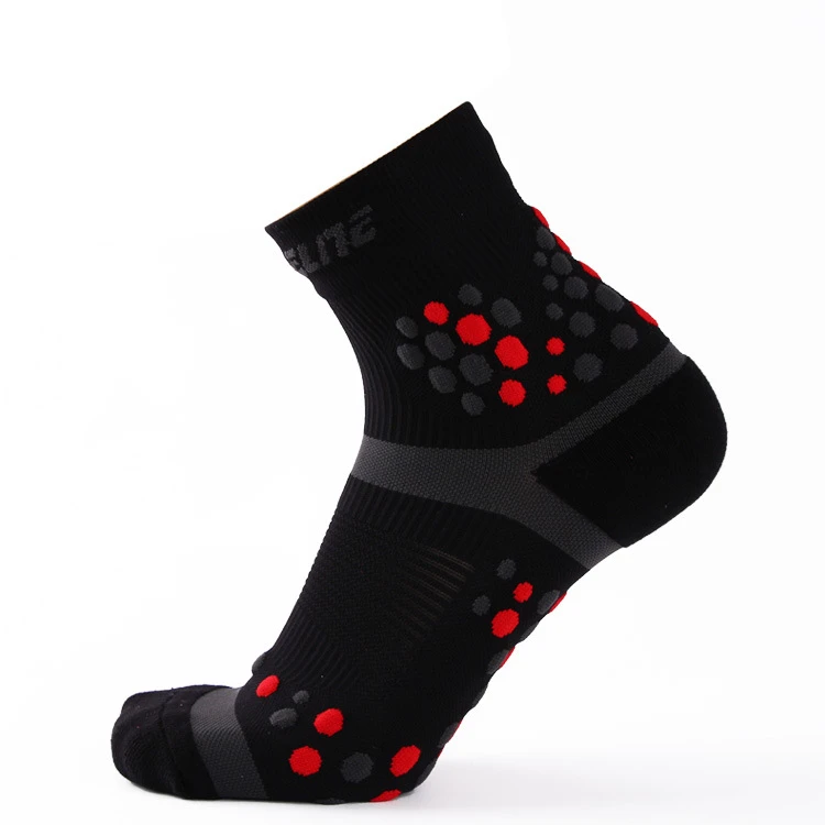 Drop shopping custom socks logo design ankle Lycra hand linked seamless toe athletic 3D compression running socks