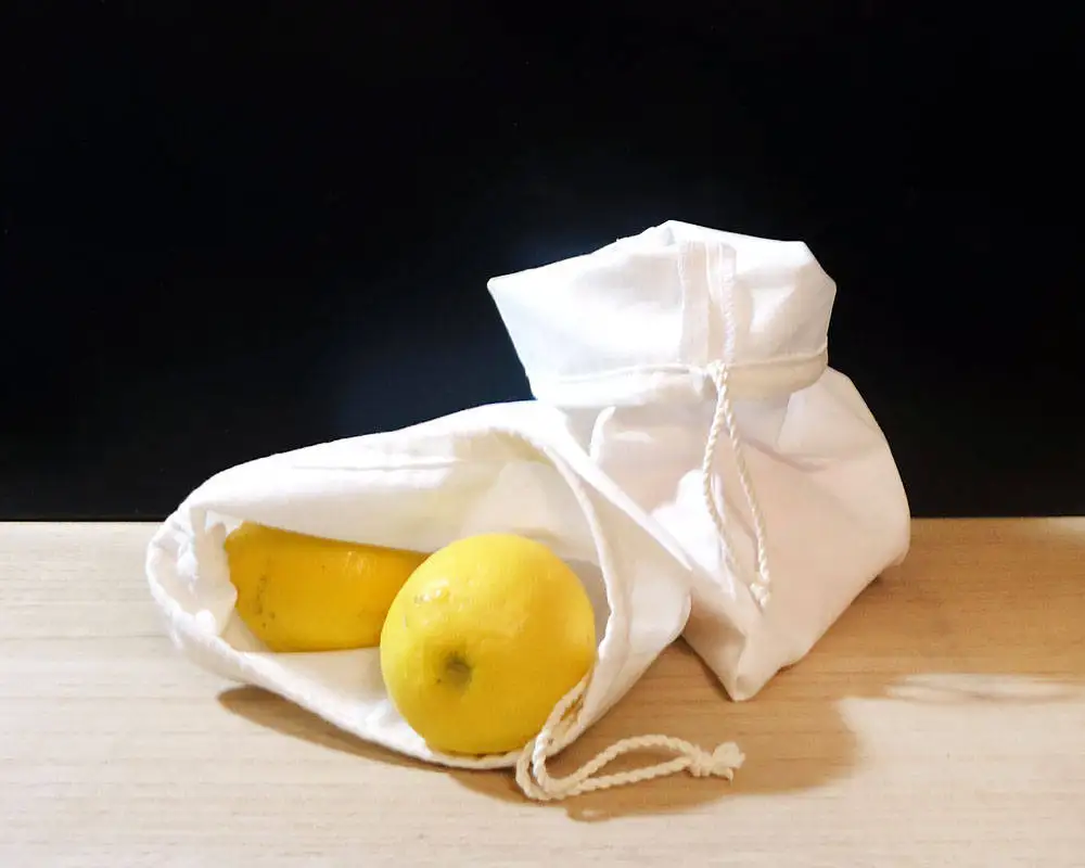 Zero waste shopping kit white cotton bulk drawstring bags and pouch