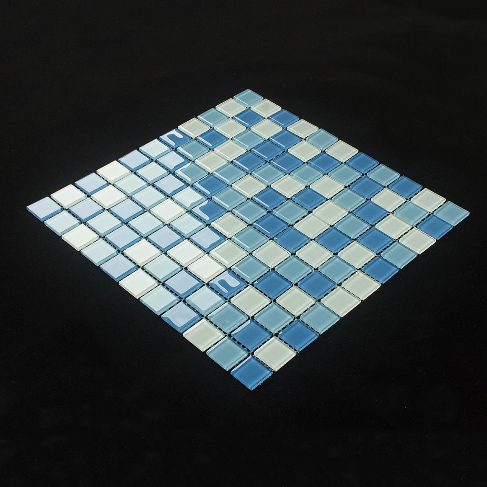 Foshan GUCI mix blue and green crystal mosaic tiles TV background wall decorative glass mosaic