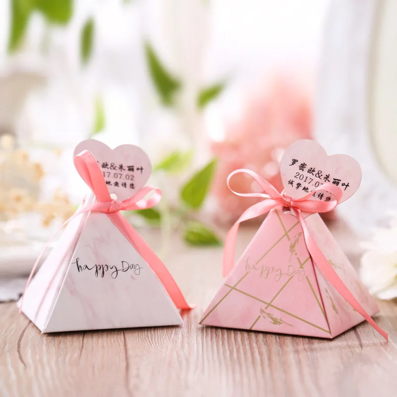 Треугольная подарочная коробка в виде пирамиды, свадебные подарки для гостей, подарочные коробки для конфет