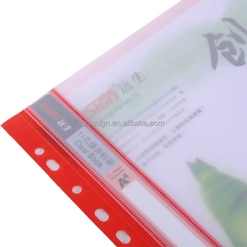 
US-10L Office Plastic A4 11 Holes Clear Book 10 pockets 