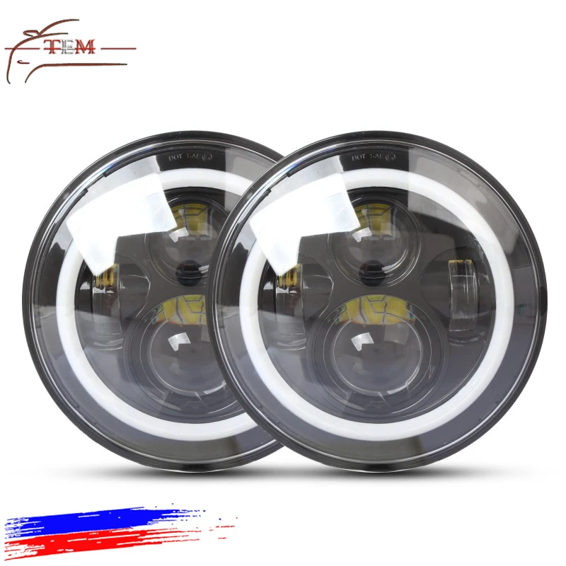 7 inch round LED headlight angel eyes for HARLEY motorcycle 40W led DRL front light