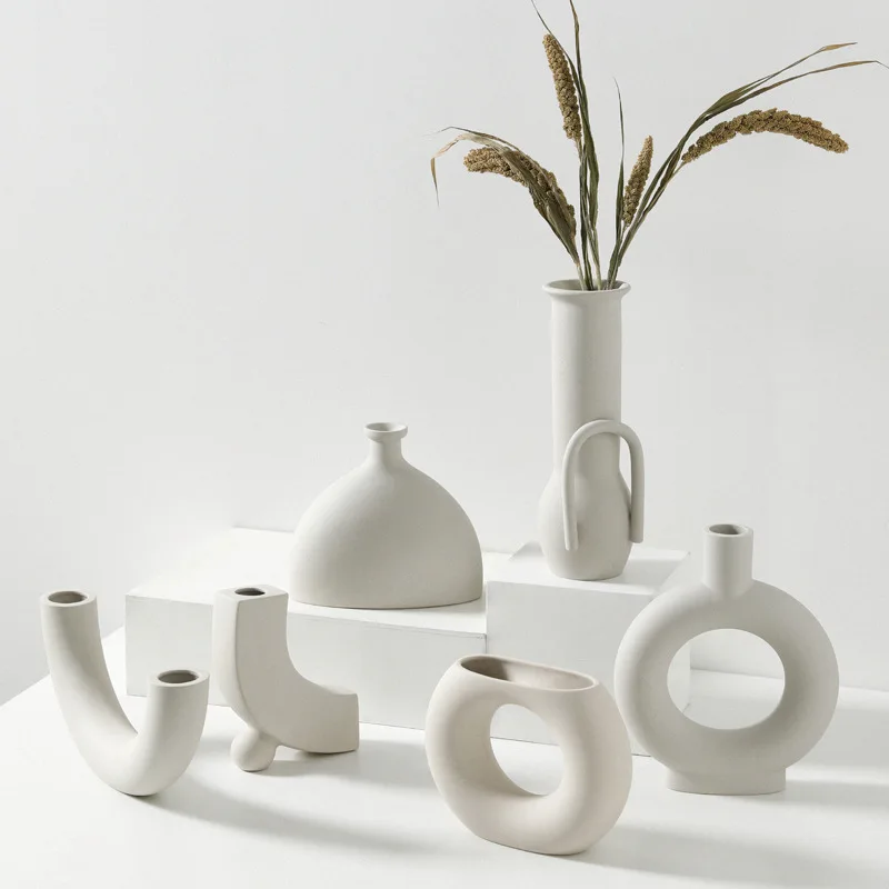 
APHACATOP White Ceramic Vase for Flowers, Ideal Gift Ready for Weddings 