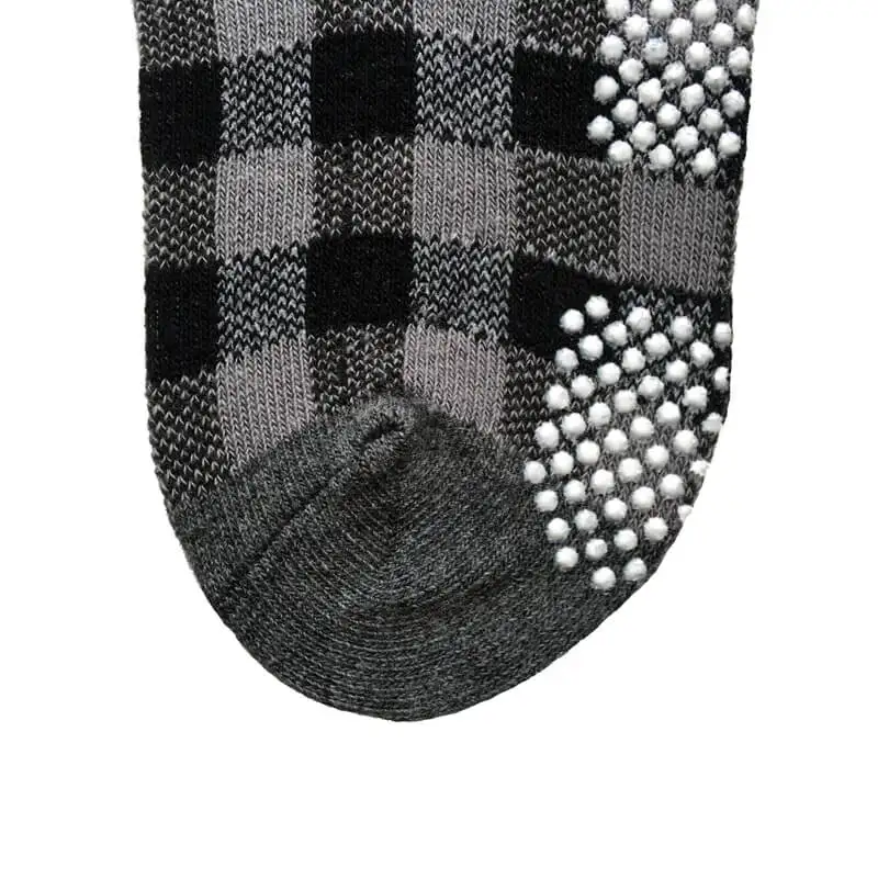Kids Non slip Indoor Play Yard Socks with Check Pattern and Crew Height