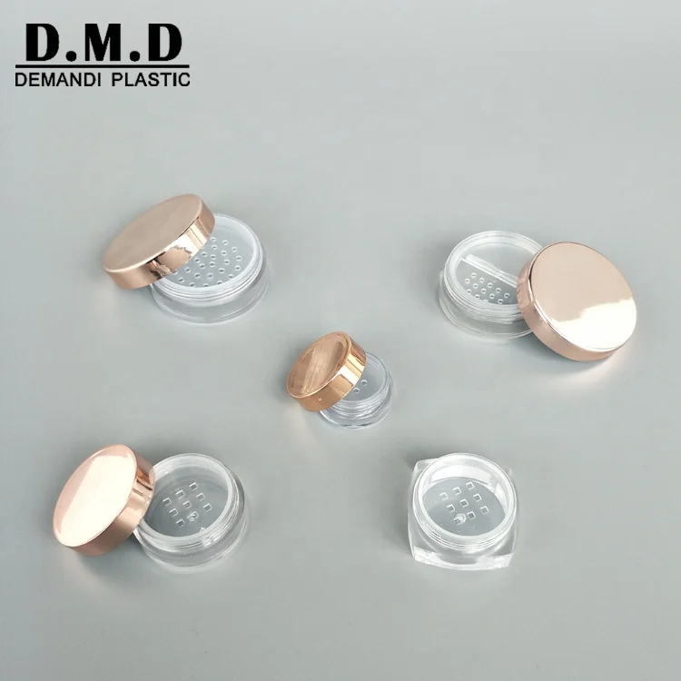 1gr 3g 5ml 10gram 10ml 20g 20ml square empty rose gold pink mineral powder jar with sifter