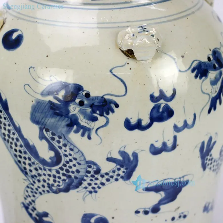 RZEY12-E Hand painted golden line sea cloud dragon porcelain jar